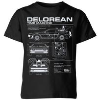 Back To The Future Delorean Schematic Kids' T-Shirt - Black 120 black