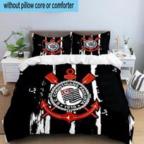 3PCS Corinthians Football Club Crest Printed Bedding Set, Includes A Duvet Cover and Two Pillowcases for Bedroom, Suitable for All Seasons 135cmx200cm