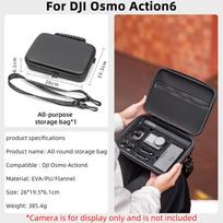 Nešiojamas dėklas DJI Osmo Action 6, Kietas PU kelioninis laikymo krepšys, Smūgiams atsparus dėklas Action6 apsauginiams priedams