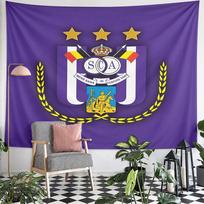 RSC Anderlecht Football Club Crest Wall Tapestry Purple White Three Stars Crown Belgian Emblem Fan Decor Bedroom Man Cave Gift 100x150cm(39x59in)