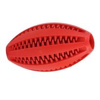 Pet Chew Toy Food Leakage Puzzle Slow Feeder Rugby Shape Natural Rubber Bite-Resistant Clean Teeth Massage Gums Dog Toy S raudona
