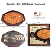 Deluxe Canadian Solid Wood 3-in-1 Chess, Checkers & Backgammon Table - Educational Game for Adults & Children orange