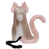 Anime Cosplay Rekvizitas Katės Ausys Plaukų Lankelis Uodegos Rinkinys Helovino Šalis Vaidmenų Žaidimas rožinė