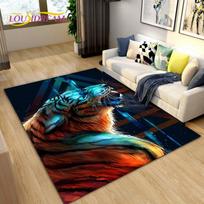 3D Beast animacinių filmų gyvūnų tigras, kardo dantis, ploto kilimėlis, kilimas svetainės miegamojo sofos durų kilimėliui dekoruoti, neslystantis grindų kilimėlis 40x60cm gray