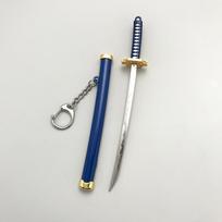 8 stiliai Roronoa Zoro samurajaus kardo raktų pakabukas moterims vyrams makštis katana sabra sagtis raktų pakabukai cosplay žaislas papuošalas dovana N842 mėlyna