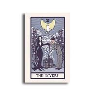 Retro Style Lover Tarot Card Canvas Prints Adams Family Horror Movie Poster for Living Room Bedroom & Dormitory Wall Art Decor 21X30CMNo Framed gray