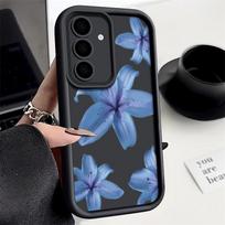 Blue Lily Printed Phone Case For Samsung Galaxy A57 A17 A56 A16 A55 A15 A25 A37 A36 5G S26 S25 S23 Ultra S24 S25 FE TPU Cover Galaxy S22 5G gray