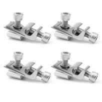 4pcs Photovoltaic Module Clamps Weatherproof Aluminum Solar Panel Grounding Clamps Set for Solar Panel Mounting Systems white