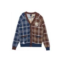 New Era SS22 Logo Print Plaid Single-Breasted Letter V-Neck Knit Sweater Unisex sweater Brown Navy 13095689 L gray