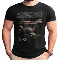 F-4 Phantom II Vietnam Era Adult Black Shirt S gray