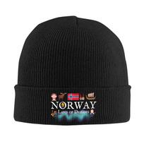 Coat of arms of Norway Skullies Beanies Caps Unisex Winter Warm Knit Hat Street Adult Norwegian Flag Bonnet Hats Outdoor Ski Cap One Size black