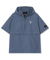 Beentrill Essential Small Logo Half-Zip Hooded Short Sleeve Anorak (Blue Grey) L gray