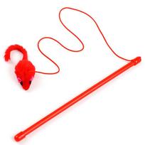 Hot Selling Pet Cat Toy Cute Design Mouse Teaser Wand Plastic Toy For Kitten Toy onesize red
