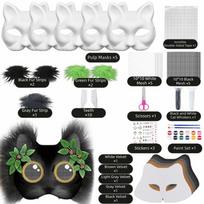 Half Face Mask Therian Mask White Animal Mask Handmade DIY Mask  Cosplay Style 7