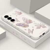 Butterfly Case For Samsung Galaxy S24 S23 S22 Ultra S20 S21 FE S25 A34 A14 A15 A25 A35 A52 A53 A54 A55 5G A56 A36 Silicone Cover For Samsung S25 gray