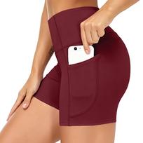 High Waist Compression Athletic Yoga Shorts for Women with Tummy Control and Side Pocket for Workout Running Gym Fitness XXL beige