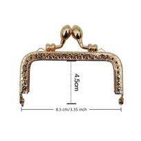 1 vnt. 8,5-20 cm metalinis auksinis reljefinis rankenos rėmelis rankinei, piniginei, užsegimas  kiss clasp  moteriškai rankinei, piniginei, pasidaryk pats rankinių priedai beige