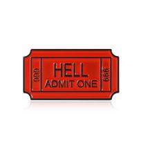 Hot-Selling 666 HELL ADMIT ONE Creative Badge Brooch for Denim Jackets and Bags red