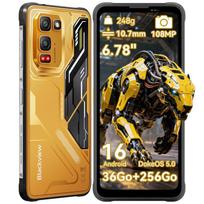 Blackview Fort 5 Android 16 Nešiojamasis telefonas, atsparus smūgiams, 6,78'', 36GB + 256GB, 120 Hz, 108 MP + 50 MP + 13 MP, IP69K/NFC - Geltonas - Labai geros būklės