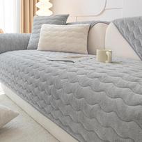 New Milk Velvet Sofa Dust Cover Cloth Winter Thick Plush Anti Slip Seat Cushion Solid Color Minimalist Leather Sofa Cushion Cover 70*70 gray
