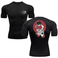 Summer Men Casual Compression Sport Tshirt Short Sleeve Running Tee Shirt Gym Quick Dry Top Anime Hajime No IPPO Fitness Clothes S black