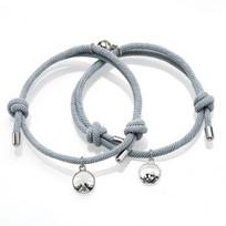 Apyrankės moterims su pakabukais, draugystės virvelė, pintos, atstumo, porų, magnetinė apyrankė, įsimylėjėlių papuošalai Adjustable size white