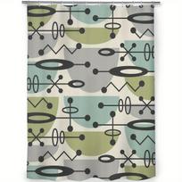 Retro Mid-Century Modern Shower Curtain – Atomic Geometric Design, Elegant Abstract Art, 70x70in, Includes Hooks 180x180cm71x71in gray