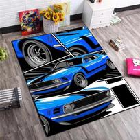 Blue Classic Muscle Car Comic Print Area Rug Non‑Slip Rectangular Floor Mat Retro Auto Decor for Gaming Bedroom Living Room 60x90cm( 23x35in ) blue