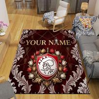 Custom Name,AFC Ajax Home Sofa Decoration for Living Room & Bedroom, Non‑Slip Play Flannel Floor Mat for Game Room 40x60cm( 15x23in )