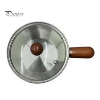 Portable Soup Pot for Camping Instant Noodle with Lid And Wooden Handle, Stainless Steel Non-Stick Coated Kitchen Cooking Boiling Noodles Pot, 17cm B