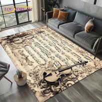 Natų spalvingas muzikos natų piešinys Animacinis svajonių kilimas svetainei, miegamajam, namų sofos dekoravimui, vaikams neslystantis grindų kilimėlis 60*90cm