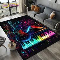 Natų spalvingas muzikos natų piešinys Animacinis svajonių kilimas svetainei, miegamajam, namų sofos dekoravimui, vaikams neslystantis grindų kilimėlis 70x100cm( 27x39in )