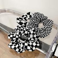 White New 3pcsset Chess Black Ins Elastic Hair Scrunchies For Women Fashion Girl Hair Ties Rubber Band Hair Rope Accessories Matches the image black