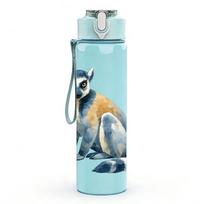 1PC Ring‑tailed Lemur Animal Print 750ml Color Plastic Sports Water Bottle Leakproof Flip Straw Lid Suitable for Sports Office Home Use tamsiai mėlyna