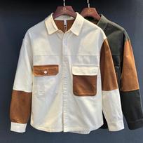 Men S Long Sleeve Vintage Workwear Loose Color Block Shirt M balta