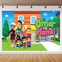 Omar&Hana Family Backdrop Birthday Party Supply Kids Photo Background Cute Doll Tree Vinyl Photography Banner Decoration Props Polyester 90X60CM blue