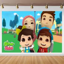 Omar&Hana Family Backdrop Birthday Party Supply Kids Photo Background Cute Doll Tree Vinyl Photography Banner Decoration Props Polyester 90X60CM blue