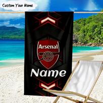 1PC Custom Name Beach Towel Arse-nal Football Crest Beach Towel, Suitable for Camping, Travel, Beach Accessories, Super Absorbent, Family Gift 70cmx140cm(27x55inch)
