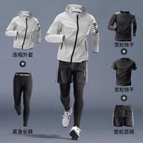 Mens 5-Piece Running Set Quick-Dry Sportswear Jogging Cycling Training Gym Outdoor Fitness XL