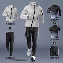 Mens 5-Piece Running Set Quick-Dry Sportswear Jogging Cycling Training Gym Outdoor Fitness 2XL