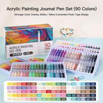 LANGUO 36/54/72/90 Colors Acrylic Painting Gel Pens Retractable 0.7mm Tip Handbook Pen for Student Painting Graffiti Writting