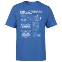 Back To The Future Delorean Schematic Men's T-Shirt - Blue 120 white