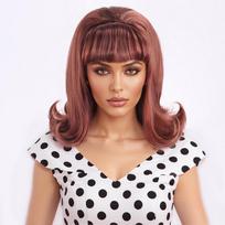 Synthetic A 14-inch Black vintage Period Women's Short Straight Wig with Flat Bangs Is Perfect for Everyday Holiday Parties 14inches&1pc brown