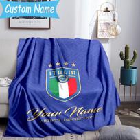 Custom Name Italian Crest Flannel Blanket, Use for Birthday/Holiday Gift, Soft Blanket for Sofa/Bed/Camping/Office, Home Decor 150cmx180cm