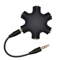 1Pcs 1 Male to 5 Female 3.5mm Audio Headphone Splitter  Phone Laptop MP3 Player