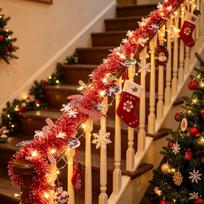 Santa Claus Furry Strips Christmas Garland Glowing Light Xmas Tree Pendant  Home Decor 5.7M Christmas Ball