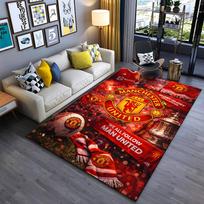 Football Club Area Rug, Manchester United Crest Glory Glory Fans Scarf Trophy Stadium Print, Soccer Fan Decor, Non-Slip Mat 80x140cm(31x55in)