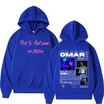 Omar Courtz Por Si Manana No Estoy  Tour Hooded Men's Fashion Harajuku Retro Sweatshirt High Quality Fleece Oversized Hoodie S mėlyna