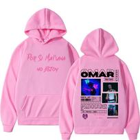 Omar Courtz Por Si Manana No Estoy  Tour Hooded Men's Fashion Harajuku Retro Sweatshirt High Quality Fleece Oversized Hoodie M rožinė