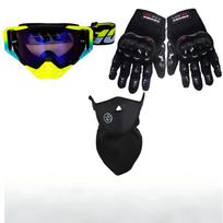 Motocross 3-in-1 Protective Kit Off-Road Goggles Touch Screen Gloves Balaclava Mask Dustproof for Dirt Bike Motorcycle Riding Women